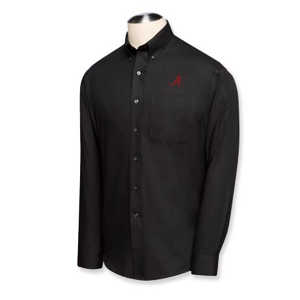 Alabama Crimson Tide Men's LS Epic Easy Care Fine Twill Shirt - Black